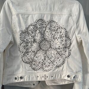 Lucky Brand Embellished White Jean Jacket